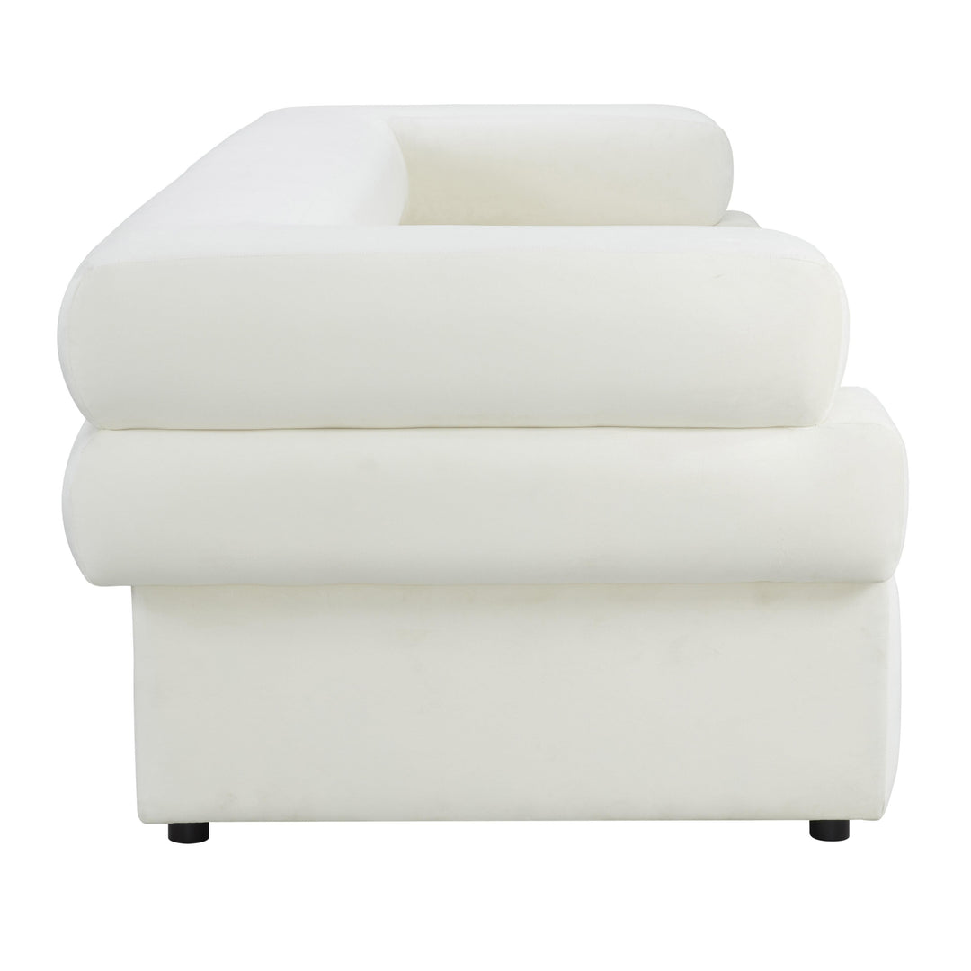SwayLiving Elsa Cream Velvet Sofa SOFAS + SECTIONALS