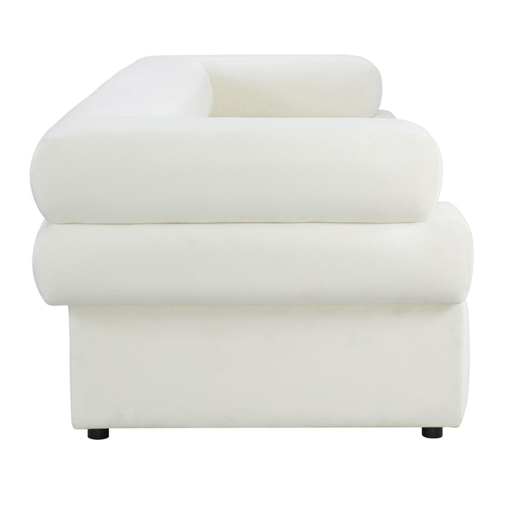 SwayLiving Elsa Cream Velvet Sofa SOFAS + SECTIONALS