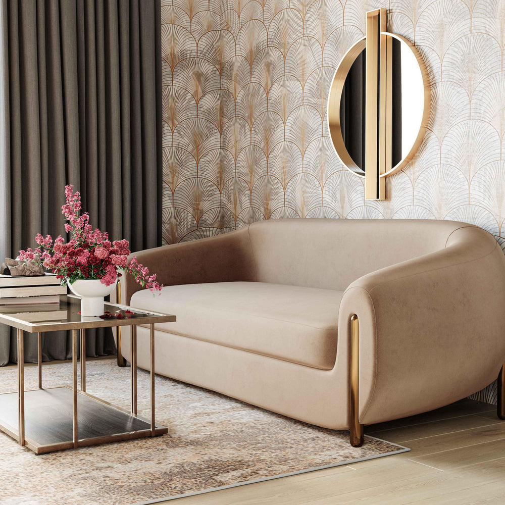SwayLiving Lina Cafe Au Lait Brown Velvet Sofa SOFAS + SECTIONALS