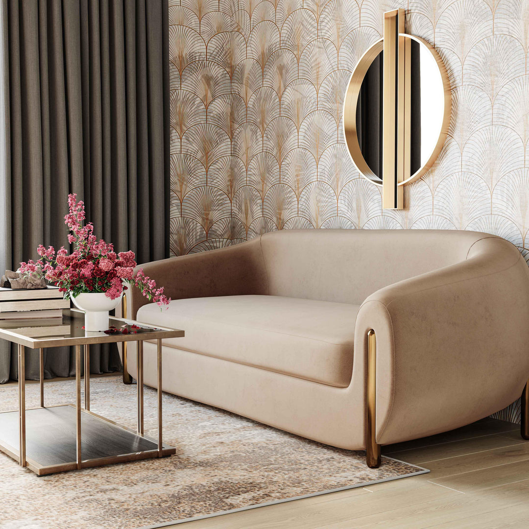 SwayLiving Lina Cafe Au Lait Brown Velvet Sofa SOFAS + SECTIONALS