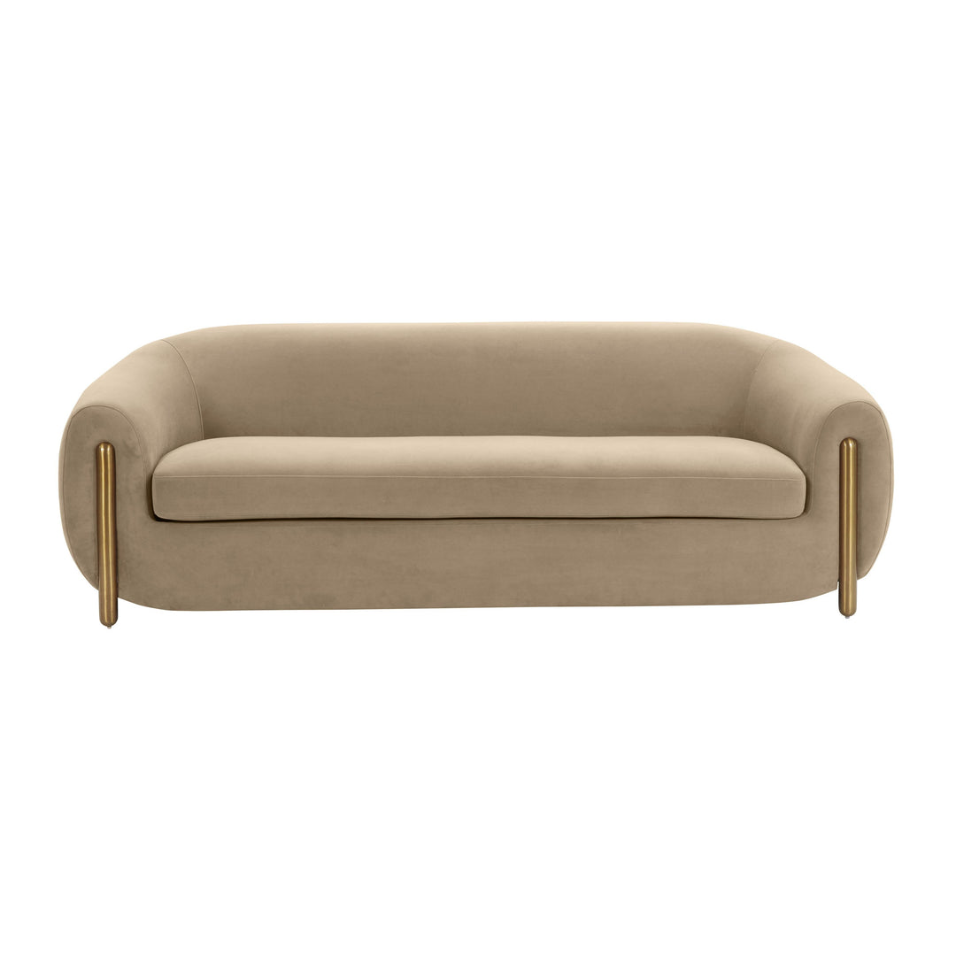 SwayLiving Lina Cafe Au Lait Brown Velvet Sofa SOFAS + SECTIONALS