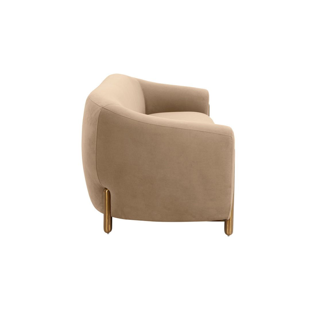 SwayLiving Lina Cafe Au Lait Brown Velvet Sofa SOFAS + SECTIONALS