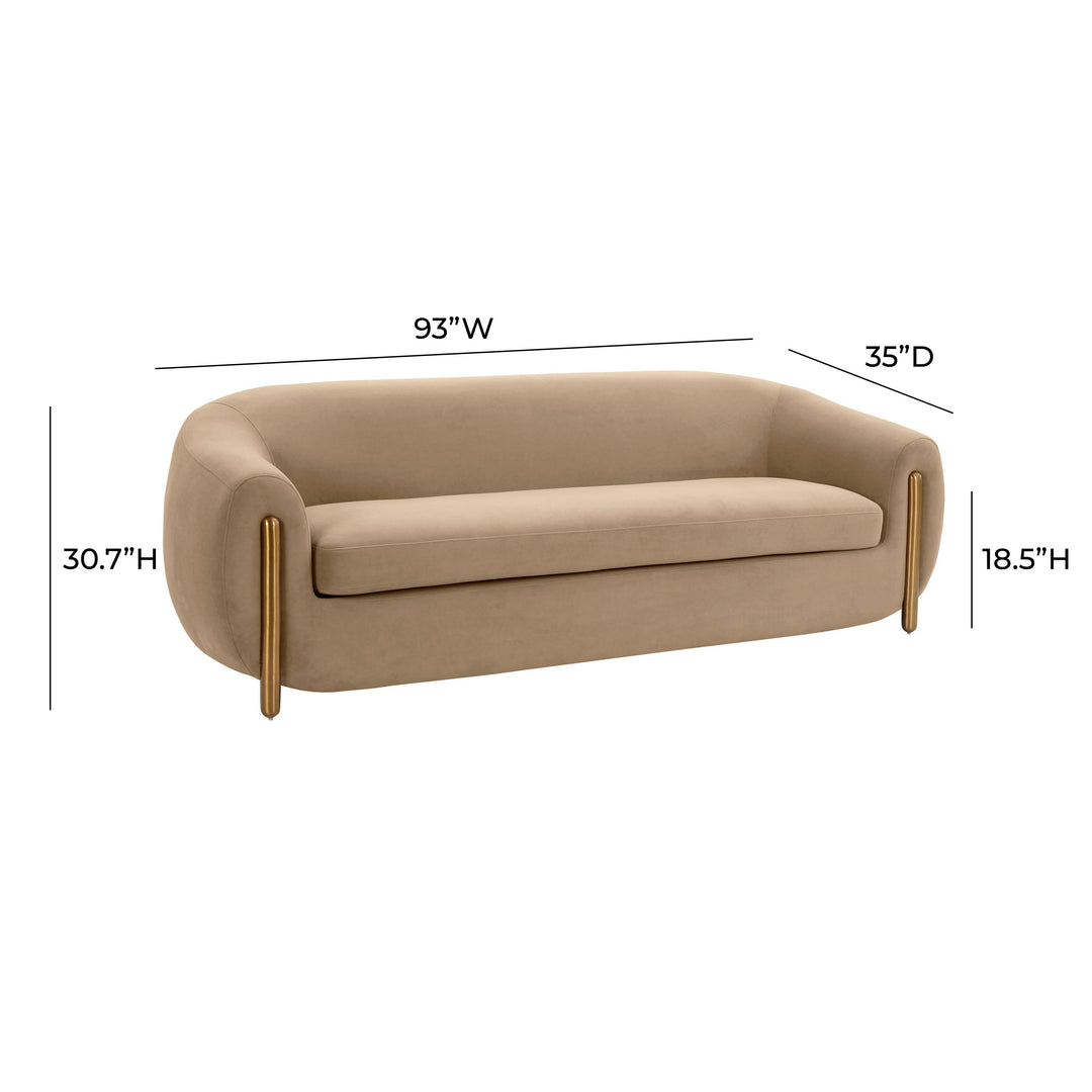 SwayLiving Lina Cafe Au Lait Brown Velvet Sofa SOFAS + SECTIONALS