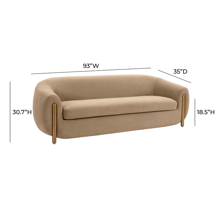 SwayLiving Lina Cafe Au Lait Brown Velvet Sofa SOFAS + SECTIONALS