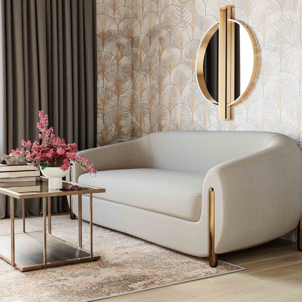 SwayLiving Lina Cream Textured Linen Sofa SOFAS + SECTIONALS