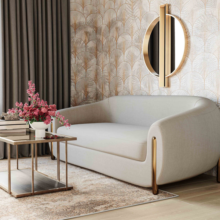 SwayLiving Lina Cream Textured Linen Sofa SOFAS + SECTIONALS