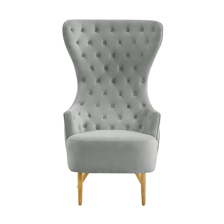 SwayLiving Jezebel Grey Velvet Wingback Chair ACCENT + LOUNGE CHAIRS