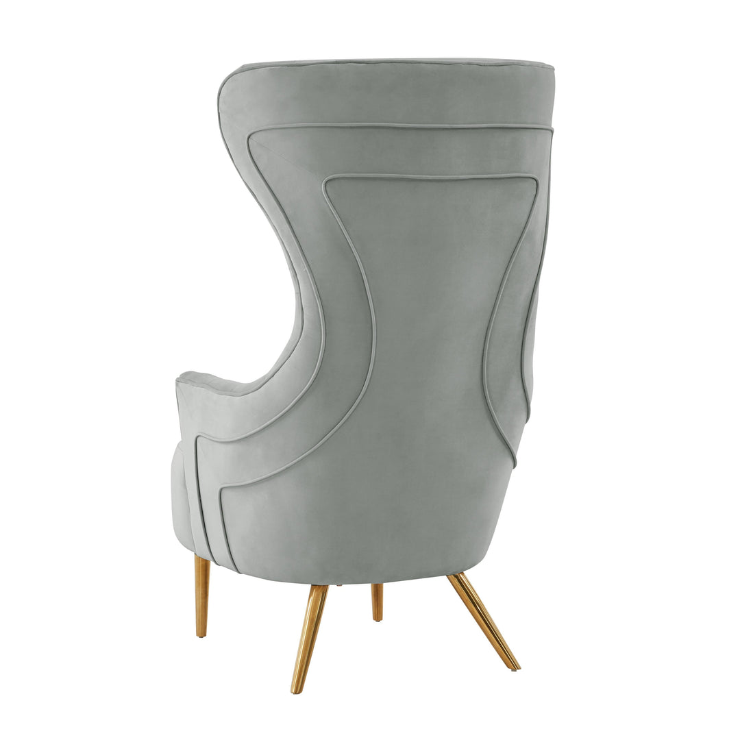 SwayLiving Jezebel Grey Velvet Wingback Chair ACCENT + LOUNGE CHAIRS