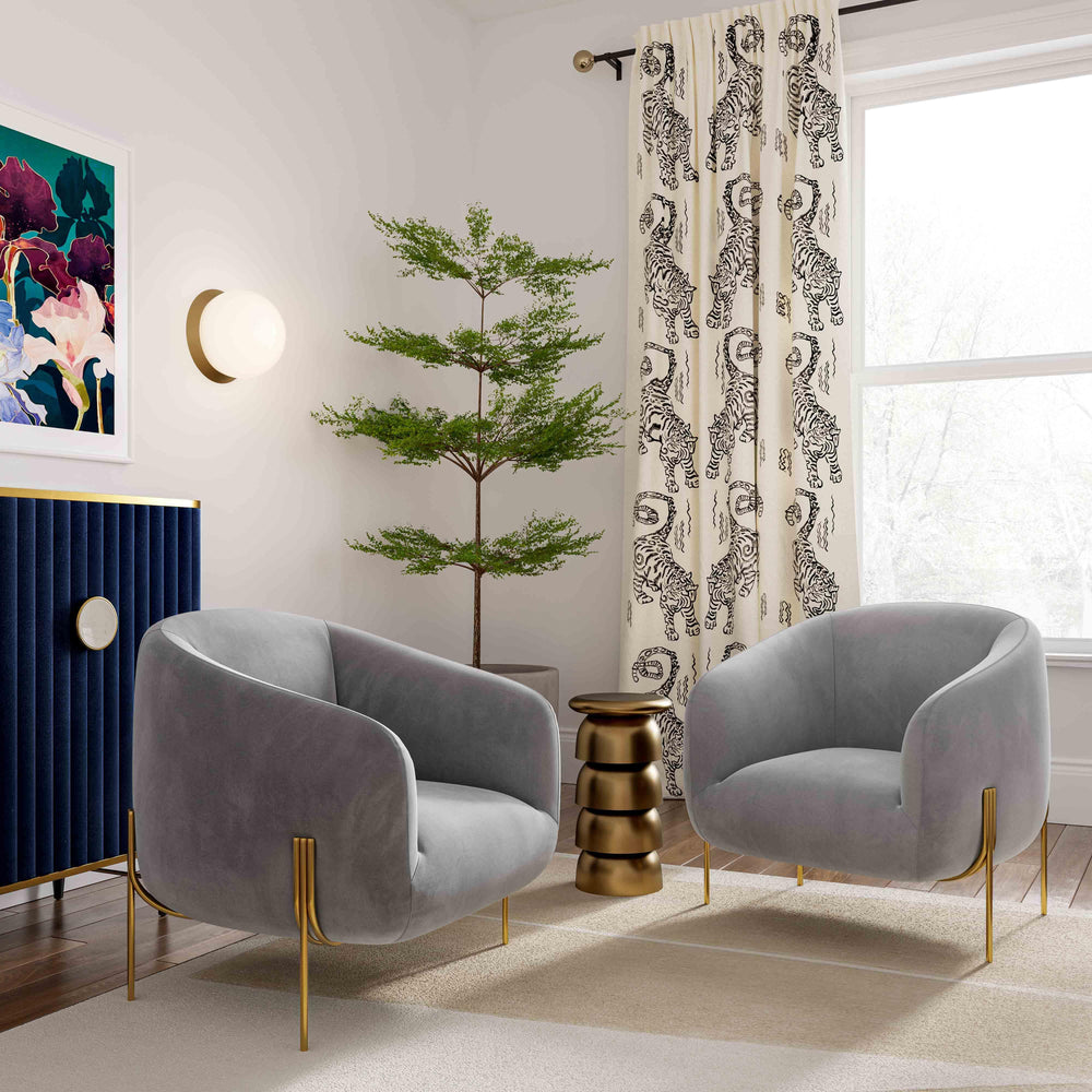 SwayLiving Kandra Grey Velvet Accent Chair ACCENT + LOUNGE CHAIRS