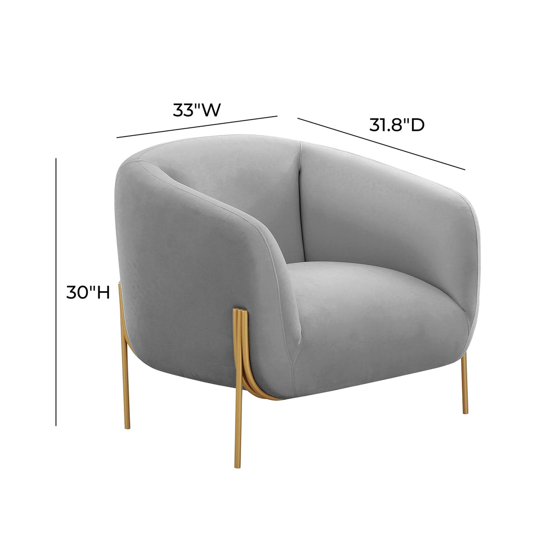 SwayLiving Kandra Grey Velvet Accent Chair ACCENT + LOUNGE CHAIRS