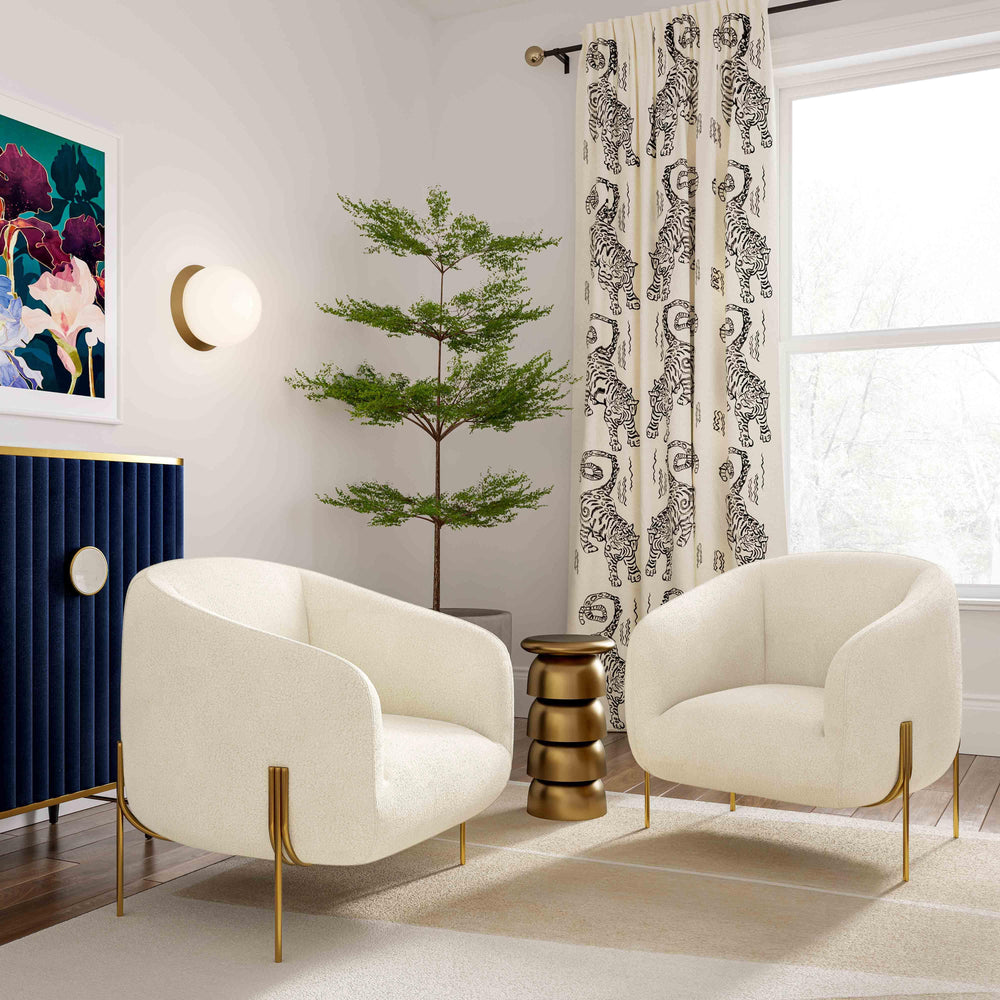 SwayLiving Kandra Cream Shearling Accent Chair ACCENT + LOUNGE CHAIRS
