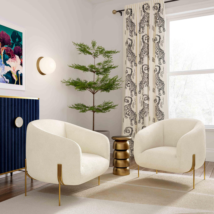 SwayLiving Kandra Cream Shearling Accent Chair ACCENT + LOUNGE CHAIRS