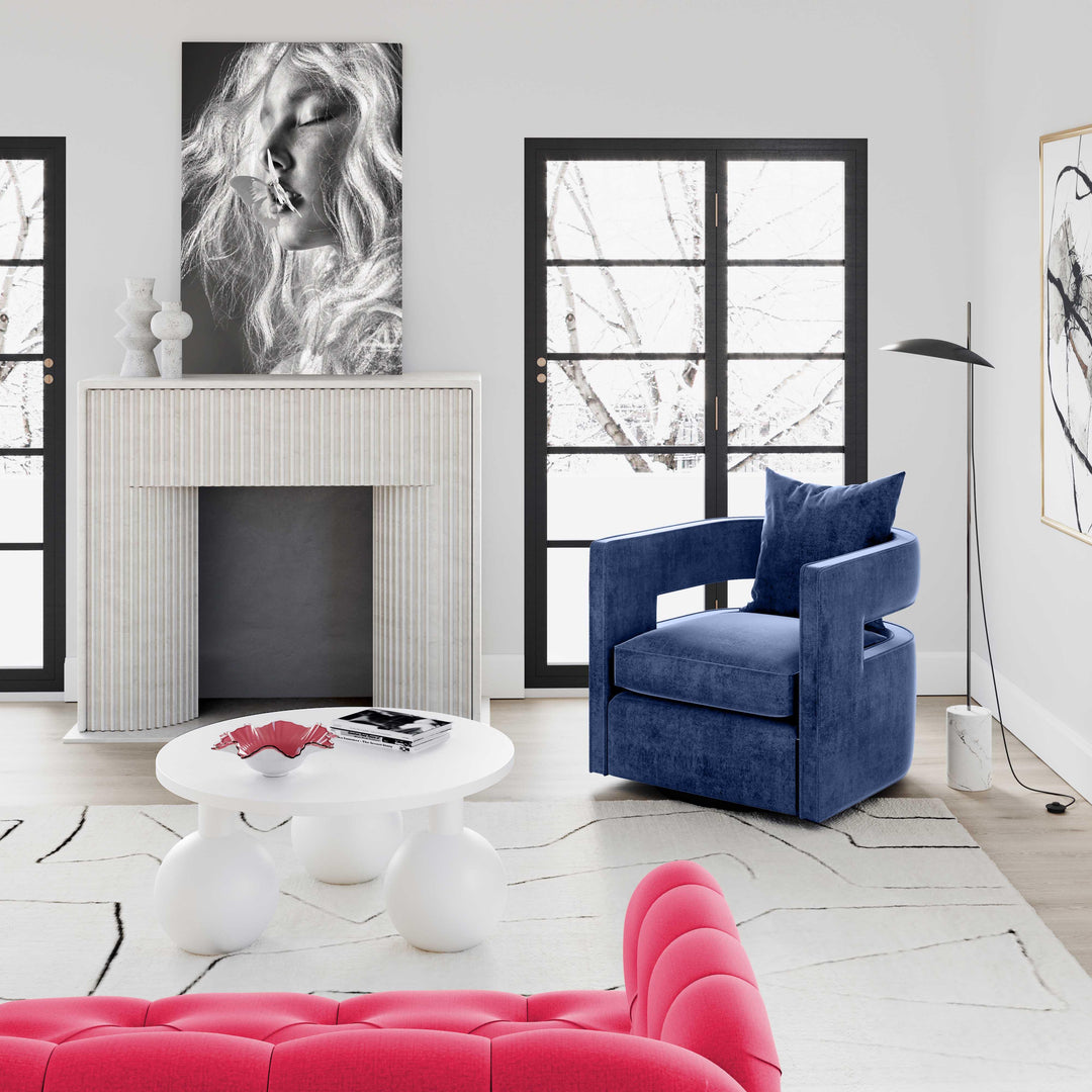 SwayLiving Kennedy Navy Swivel Chair ACCENT + LOUNGE CHAIRS