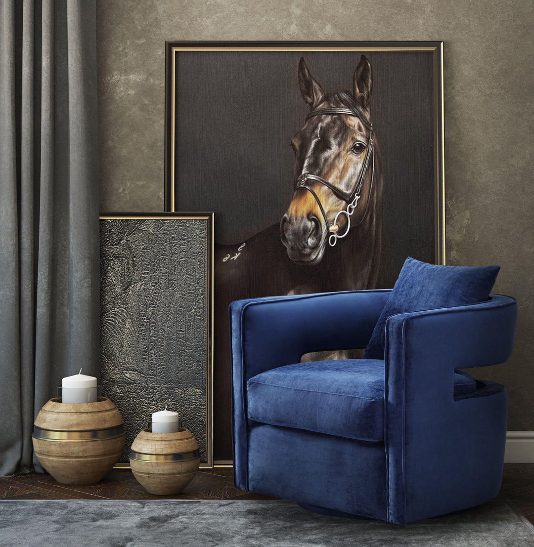 SwayLiving Kennedy Navy Swivel Chair ACCENT + LOUNGE CHAIRS