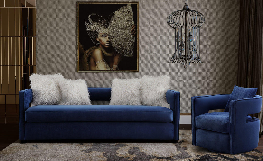 SwayLiving Kennedy Navy Swivel Chair ACCENT + LOUNGE CHAIRS