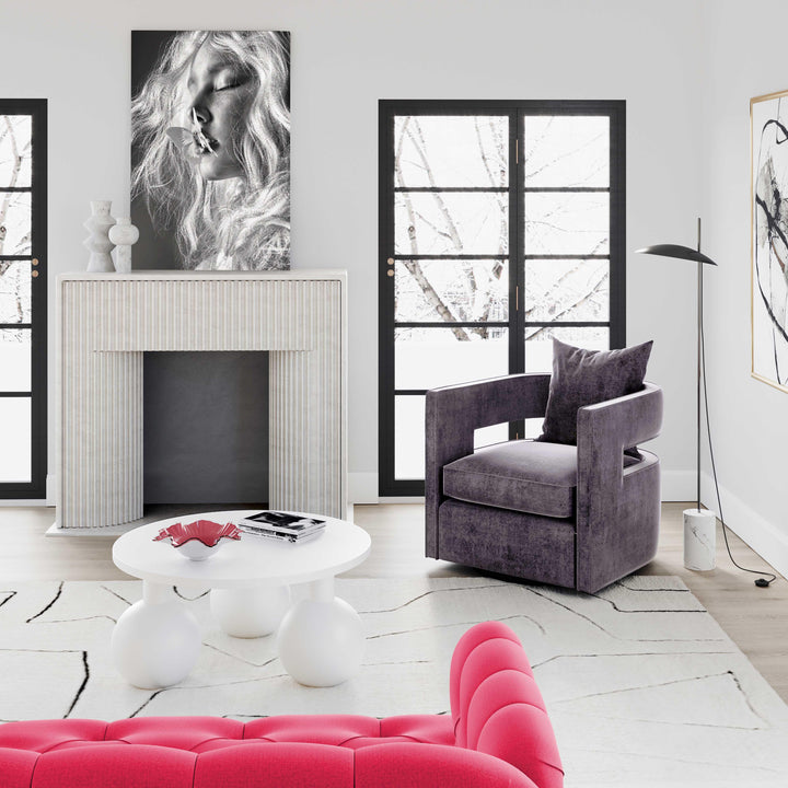 SwayLiving Kennedy Grey Swivel Chair ACCENT + LOUNGE CHAIRS
