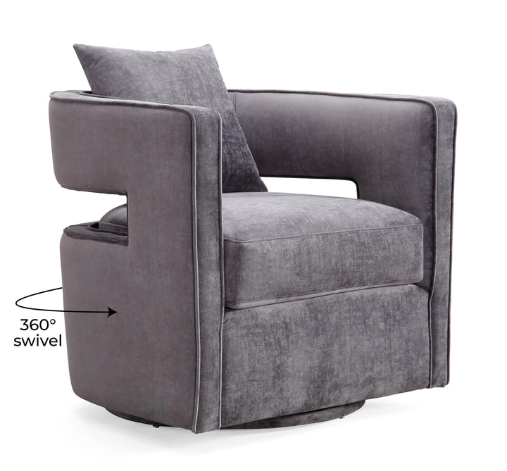 SwayLiving Kennedy Grey Swivel Chair ACCENT + LOUNGE CHAIRS