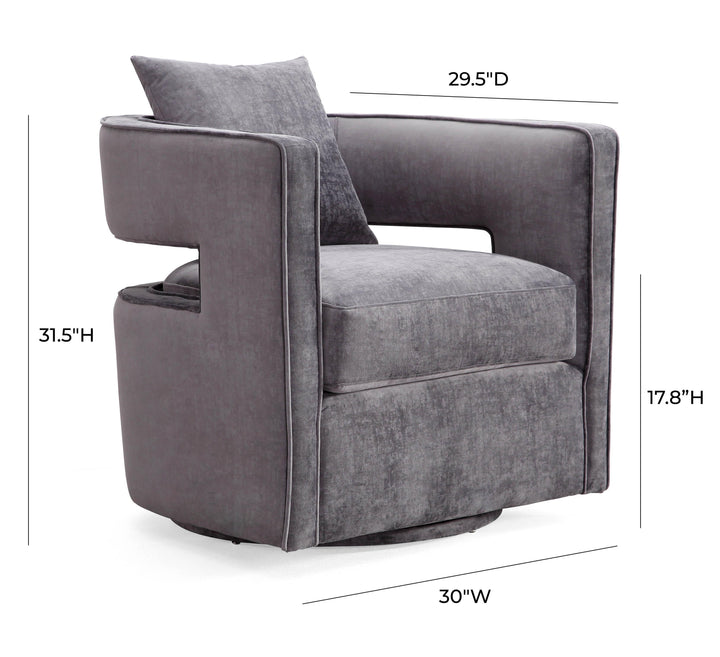 SwayLiving Kennedy Grey Swivel Chair ACCENT + LOUNGE CHAIRS