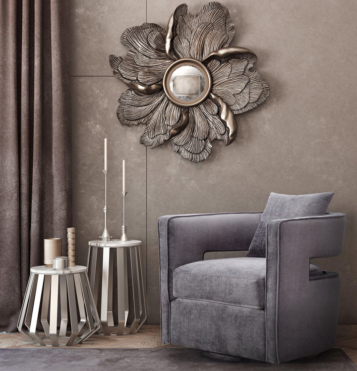 SwayLiving Kennedy Grey Swivel Chair ACCENT + LOUNGE CHAIRS