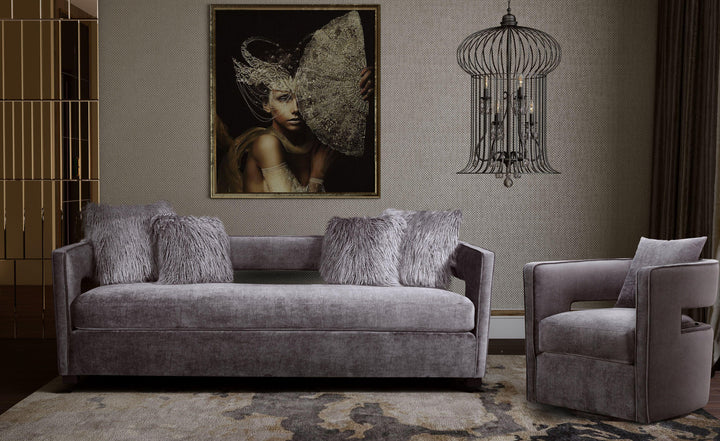 SwayLiving Kennedy Grey Swivel Chair ACCENT + LOUNGE CHAIRS