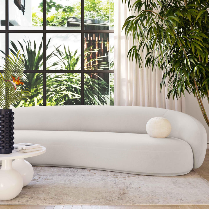 SwayLiving Kendall Cream Velvet 120 Inch Sofa SOFAS + SECTIONALS