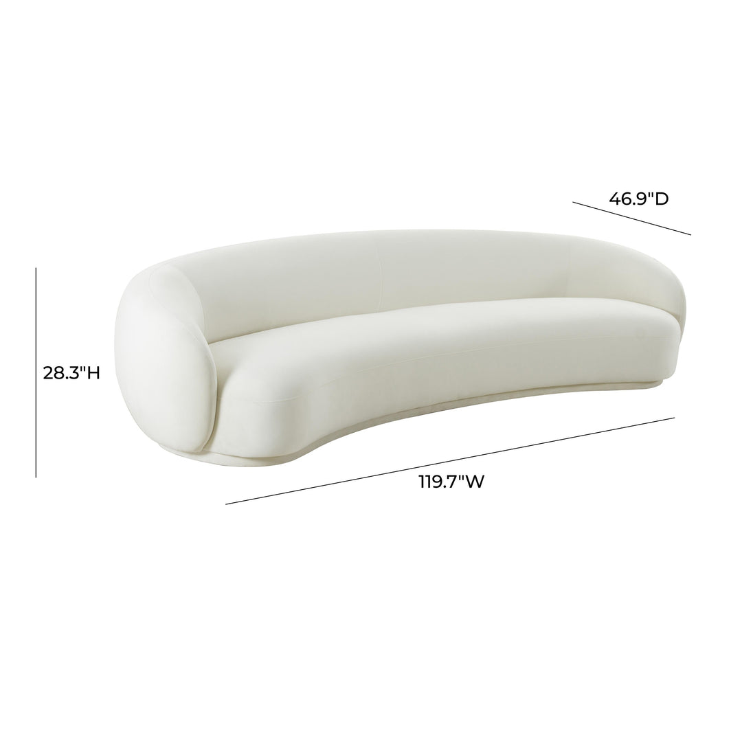 SwayLiving Kendall Cream Velvet 120 Inch Sofa SOFAS + SECTIONALS