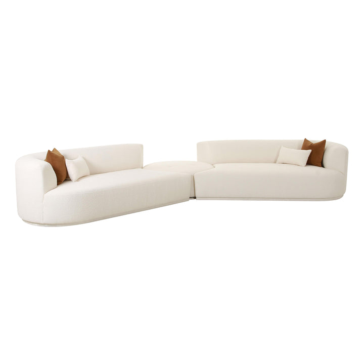 SwayLiving Fickle Cream Boucle 3-Piece Modular Sectional SOFAS + SECTIONALS