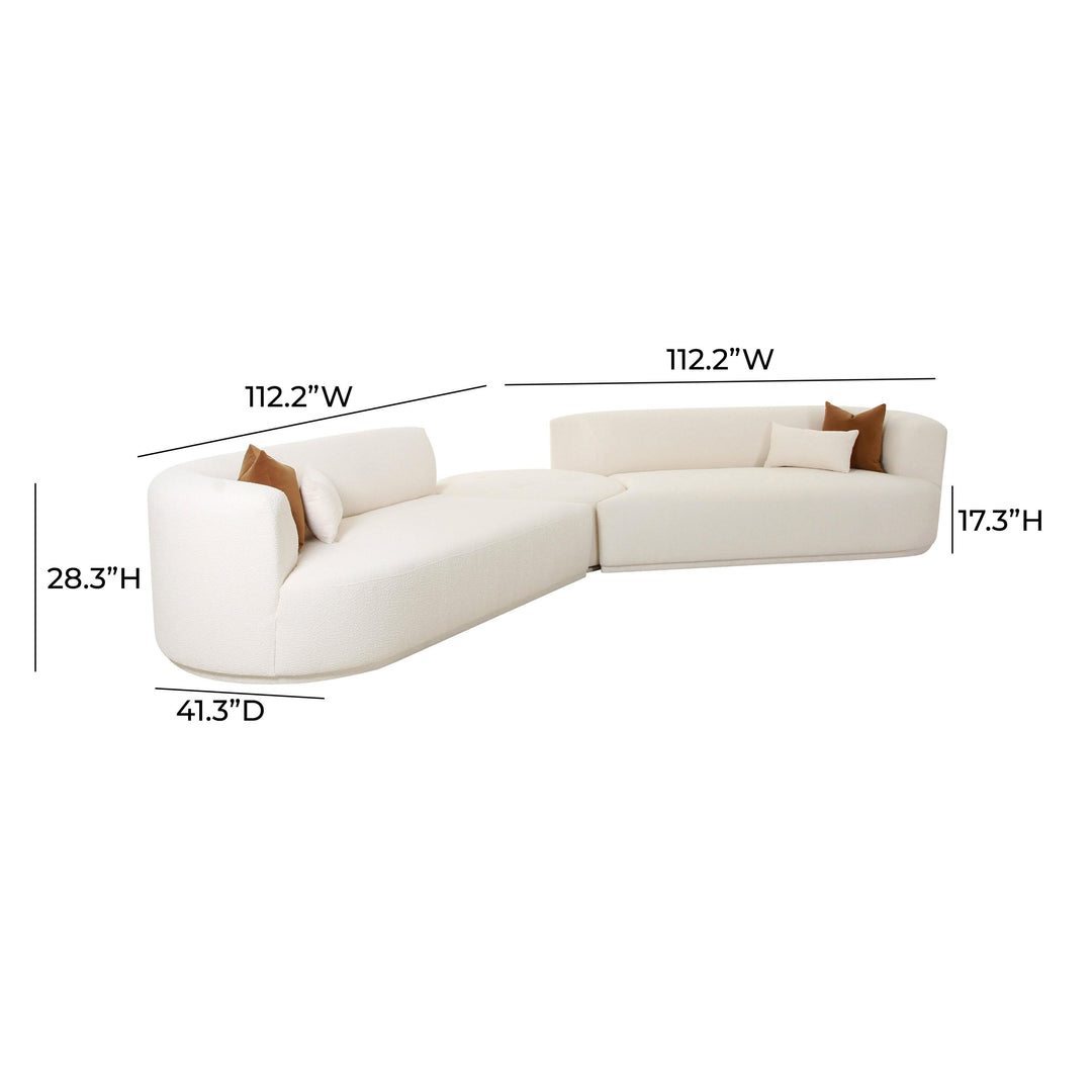 SwayLiving Fickle Cream Boucle 3-Piece Modular Sectional SOFAS + SECTIONALS