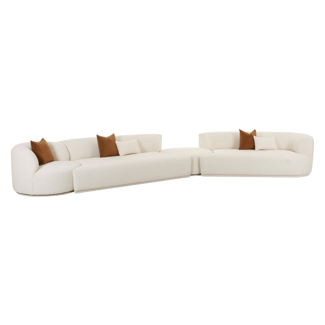 SwayLiving Fickle Cream Boucle 4-Piece Modular RAF Sectional SOFAS + SECTIONALS