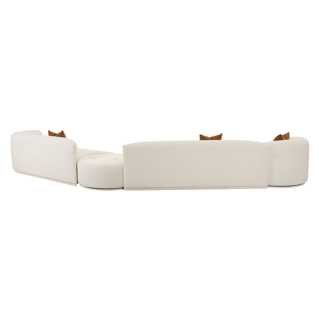 SwayLiving Fickle Cream Boucle 4-Piece Modular RAF Sectional SOFAS + SECTIONALS
