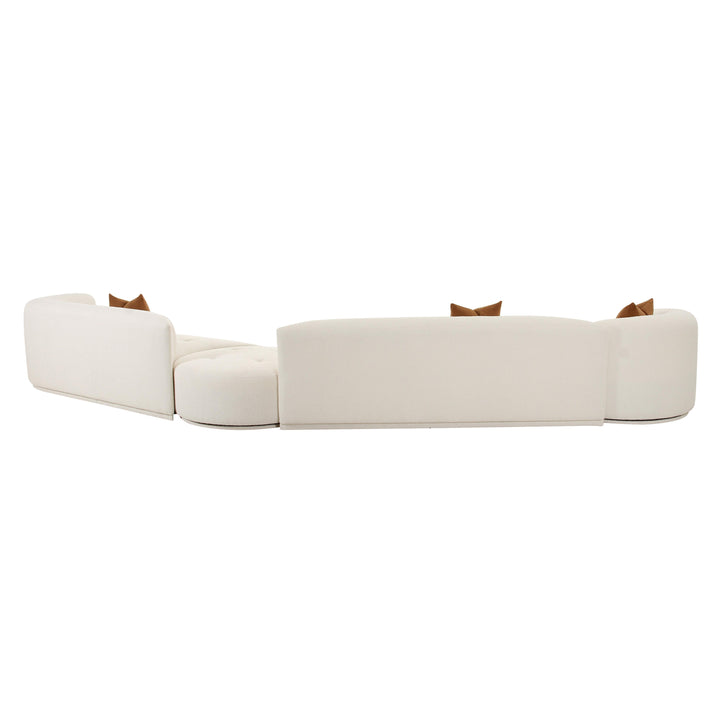 SwayLiving Fickle Cream Boucle 4-Piece Modular RAF Sectional SOFAS + SECTIONALS