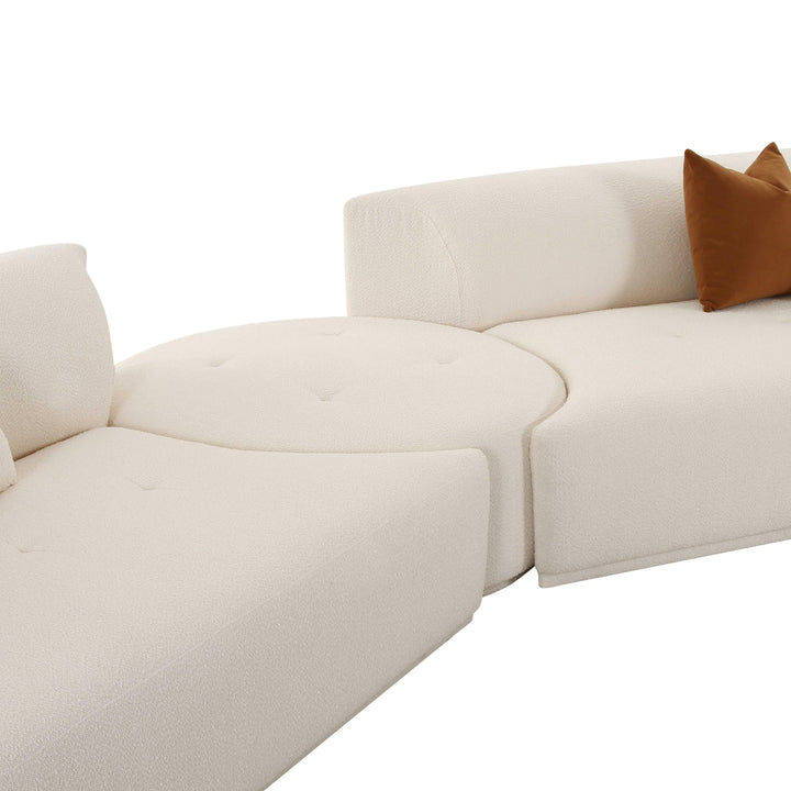 SwayLiving Fickle Cream Boucle 4-Piece Modular RAF Sectional SOFAS + SECTIONALS
