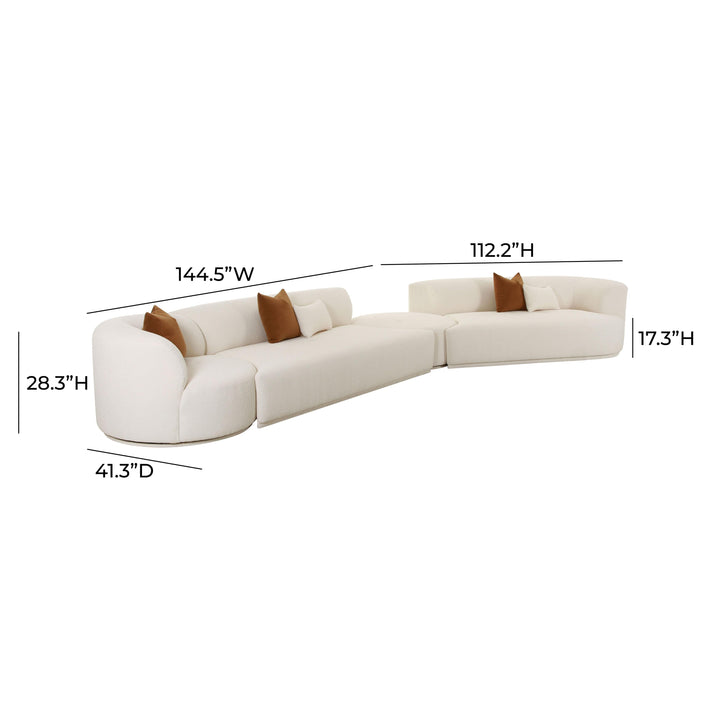 SwayLiving Fickle Cream Boucle 4-Piece Modular RAF Sectional SOFAS + SECTIONALS