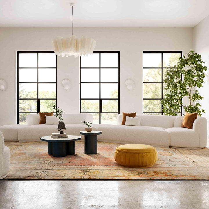 SwayLiving Fickle Cream Boucle 5-Piece Modular Chaise Sectional SOFAS + SECTIONALS
