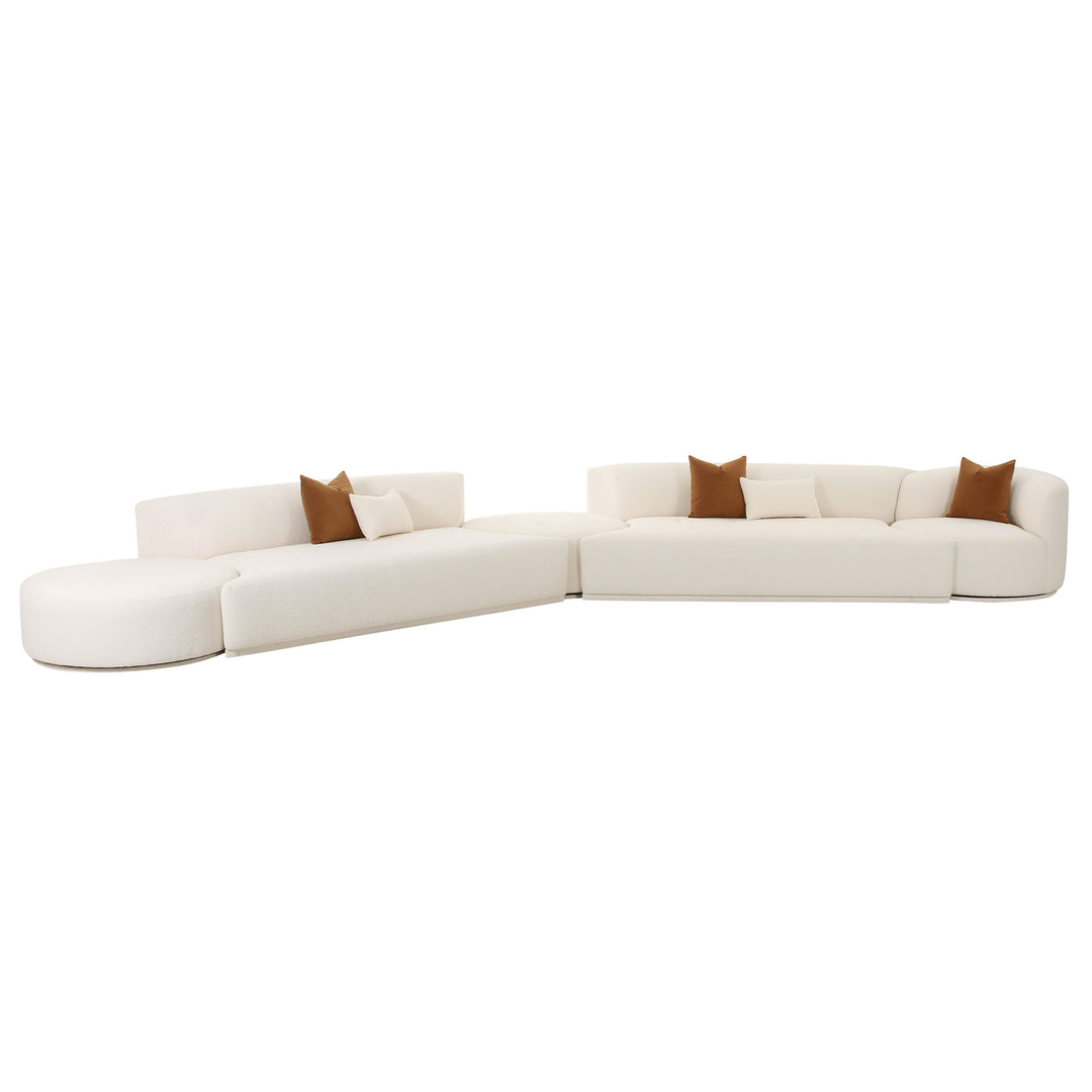 SwayLiving Fickle Cream Boucle 5-Piece Modular Chaise Sectional SOFAS + SECTIONALS