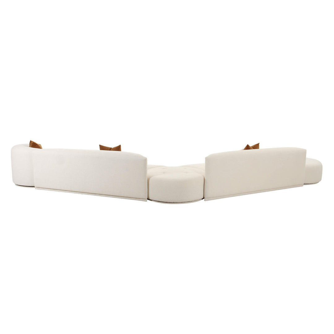 SwayLiving Fickle Cream Boucle 5-Piece Modular Chaise Sectional SOFAS + SECTIONALS
