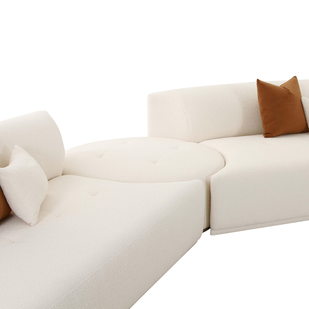 SwayLiving Fickle Cream Boucle 5-Piece Modular Chaise Sectional SOFAS + SECTIONALS