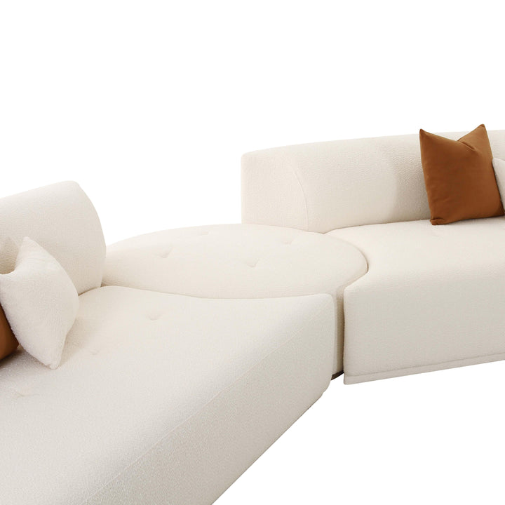 SwayLiving Fickle Cream Boucle 5-Piece Modular Chaise Sectional SOFAS + SECTIONALS