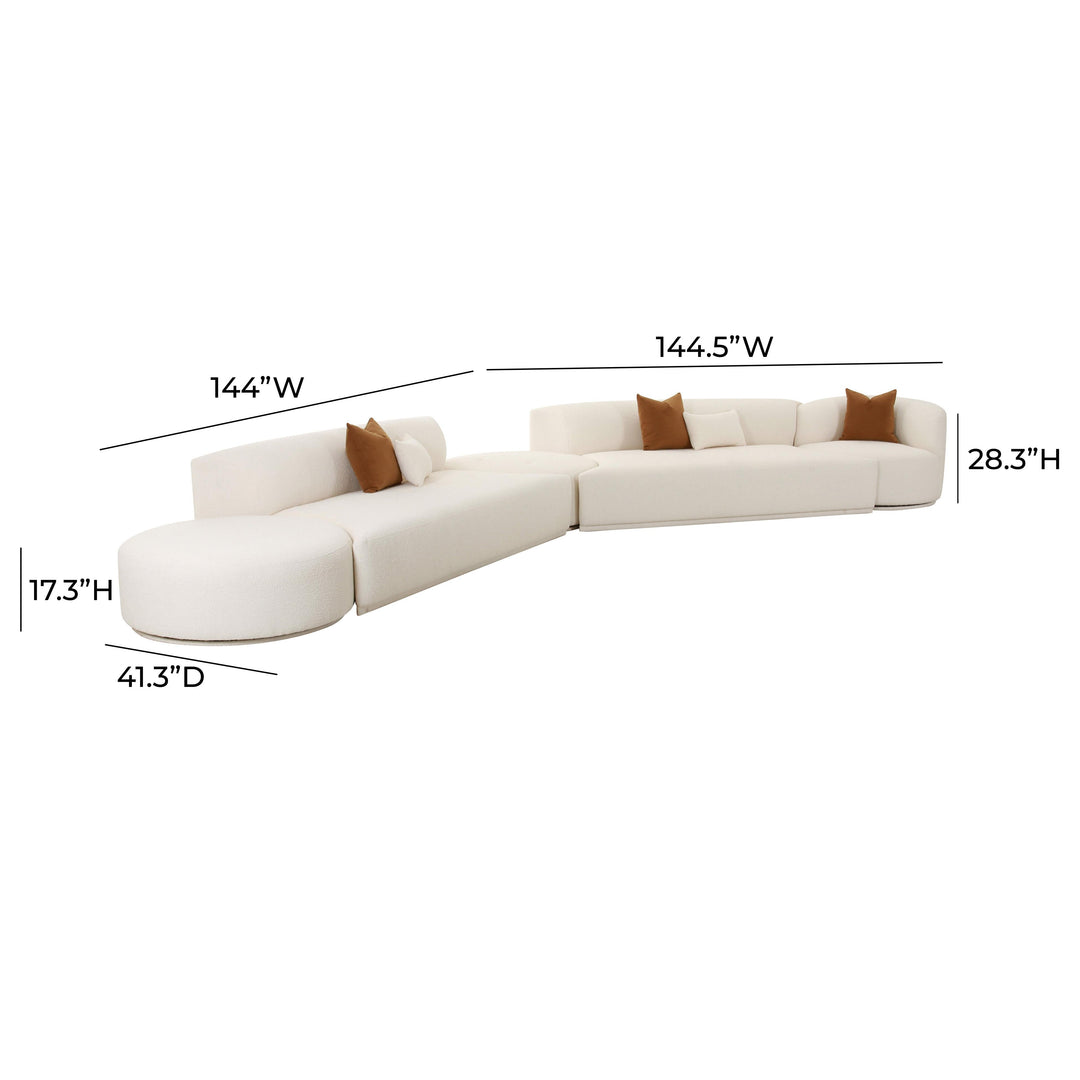SwayLiving Fickle Cream Boucle 5-Piece Modular Chaise Sectional SOFAS + SECTIONALS