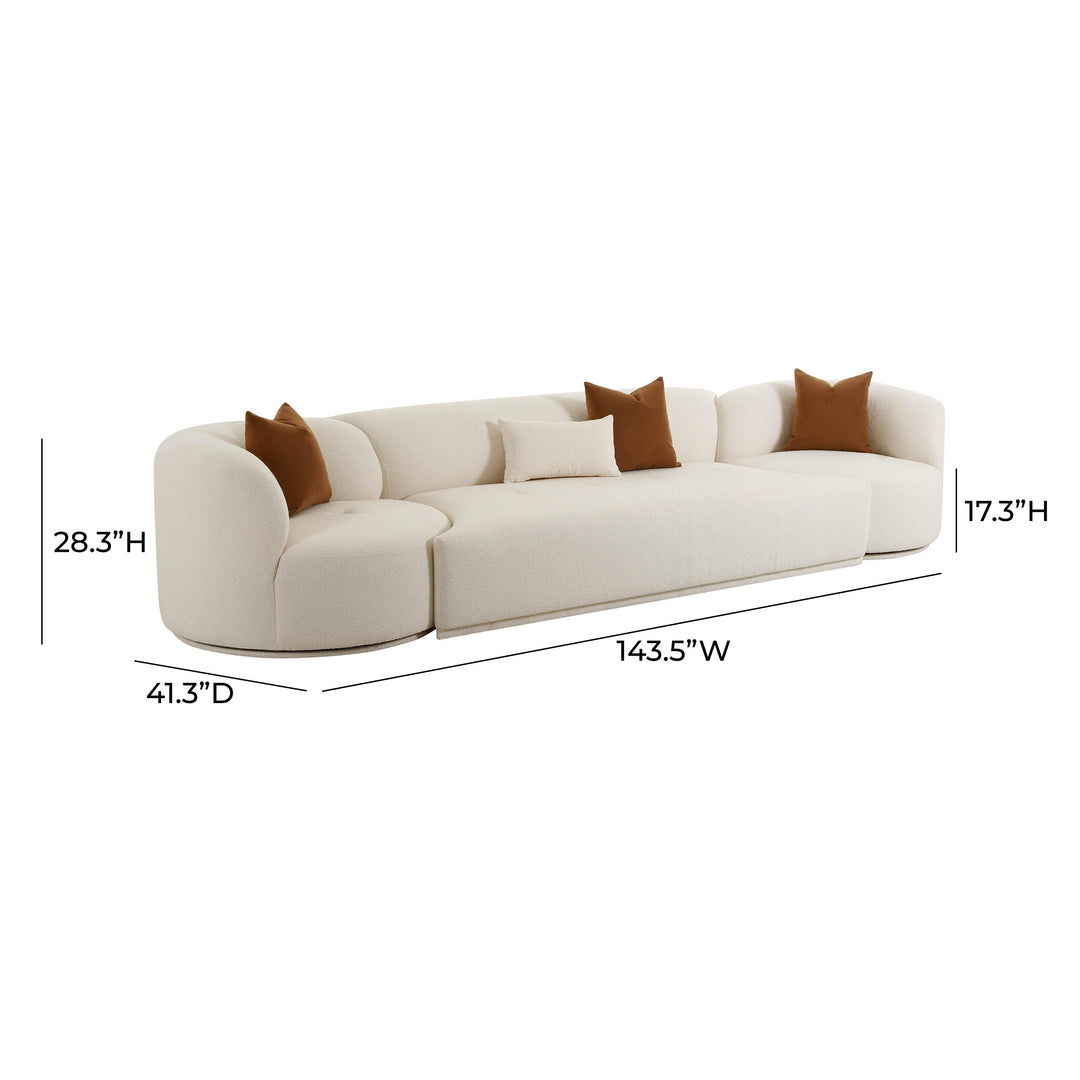 SwayLiving Fickle Cream Boucle 3-Piece Modular Sofa SOFAS + SECTIONALS