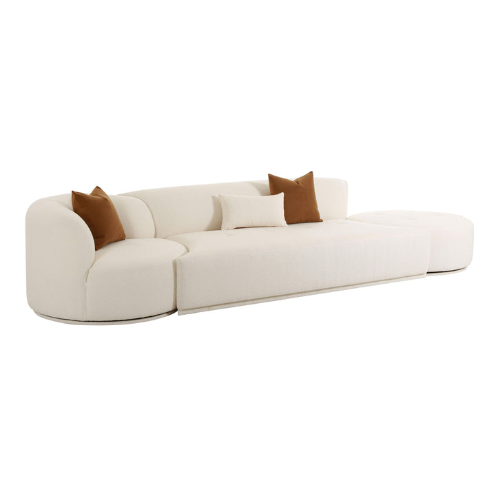 SwayLiving Fickle Cream Boucle 3-Piece Chaise Modular Sofa SOFAS + SECTIONALS