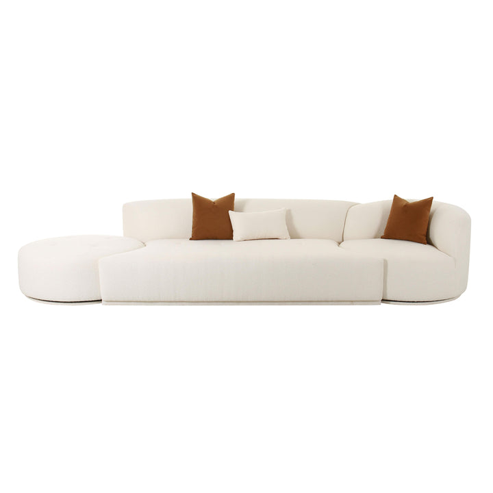 SwayLiving Fickle Cream Boucle 3-Piece Chaise Modular Sofa SOFAS + SECTIONALS