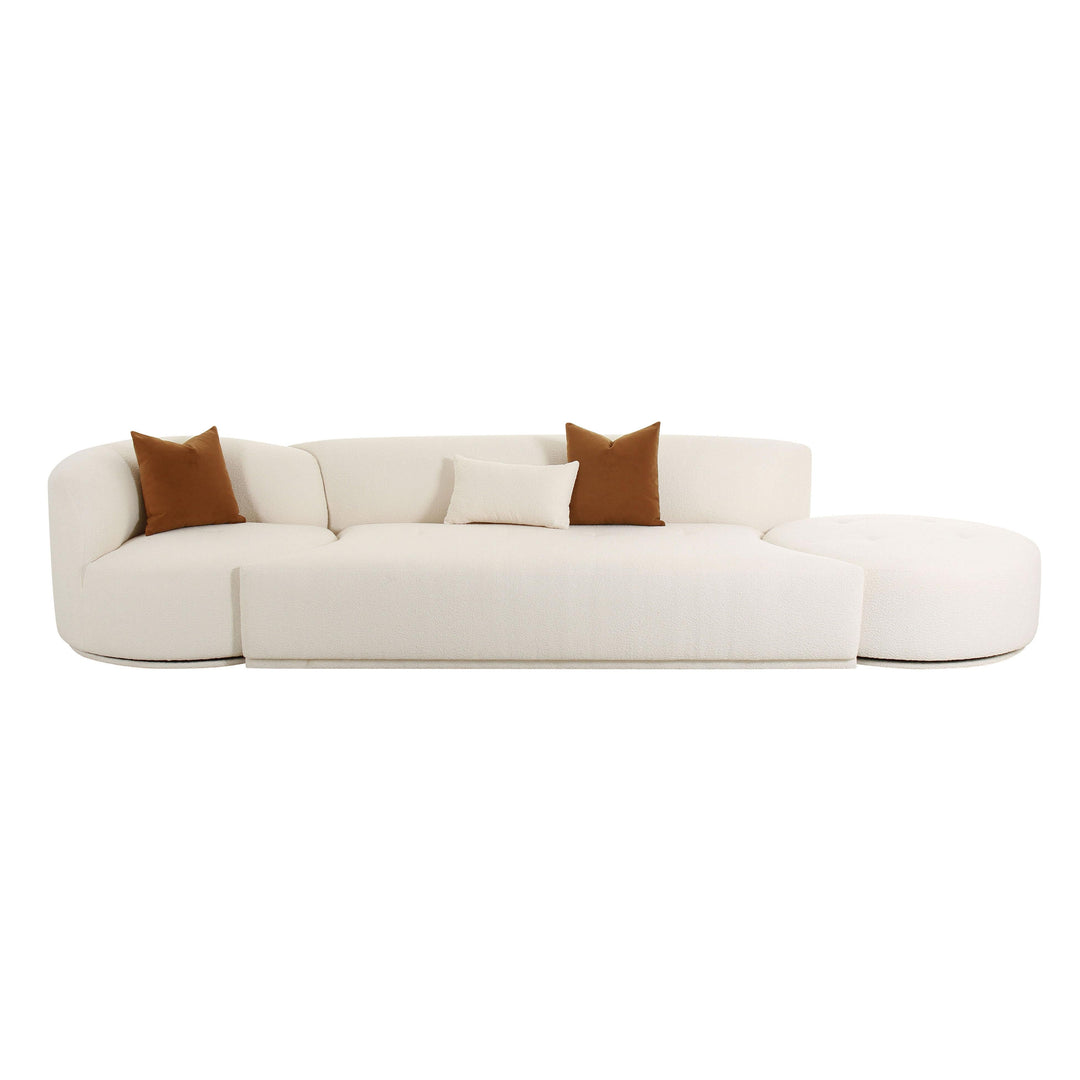 SwayLiving Fickle Cream Boucle 3-Piece Chaise Modular Sofa SOFAS + SECTIONALS