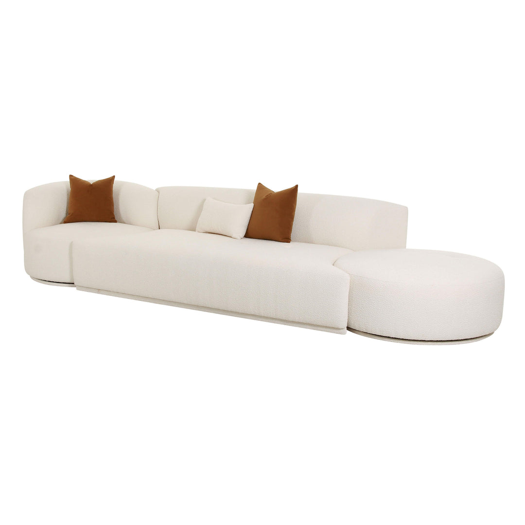 SwayLiving Fickle Cream Boucle 3-Piece Chaise Modular Sofa SOFAS + SECTIONALS