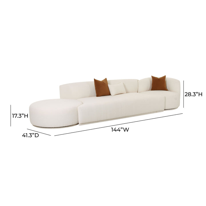 SwayLiving Fickle Cream Boucle 3-Piece Chaise Modular Sofa SOFAS + SECTIONALS