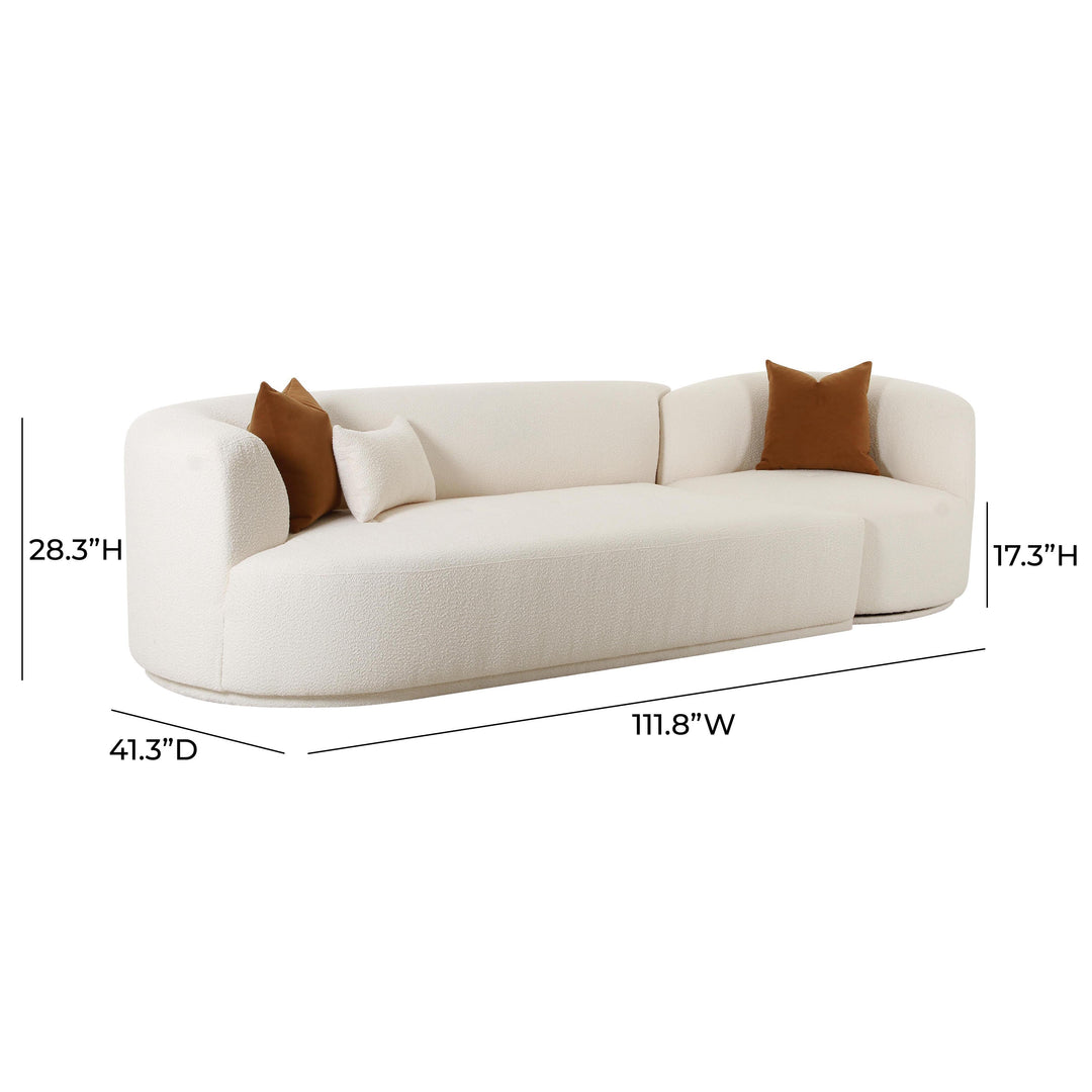 SwayLiving Fickle Cream Boucle 2-Piece Modular LAF Sofa SOFAS + SECTIONALS