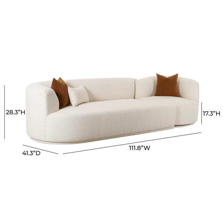 SwayLiving Fickle Cream Boucle 2-Piece Modular LAF Sofa SOFAS + SECTIONALS