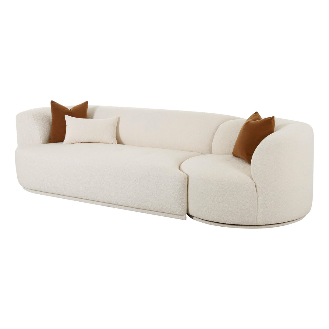 SwayLiving Fickle Cream Boucle 2-Piece Modular LAF Sofa SOFAS + SECTIONALS