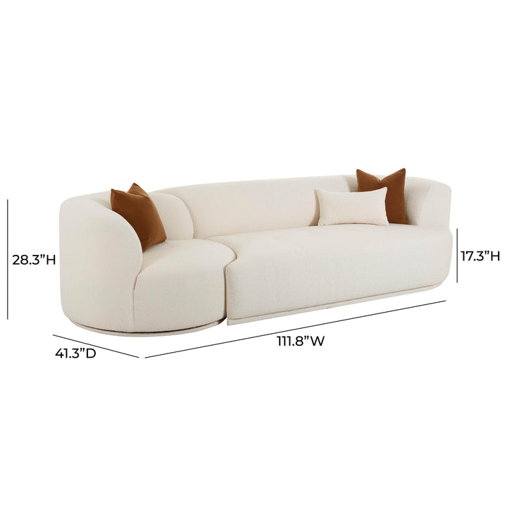 SwayLiving Fickle Cream Boucle 2-Piece Modular RAF Sofa SOFAS + SECTIONALS