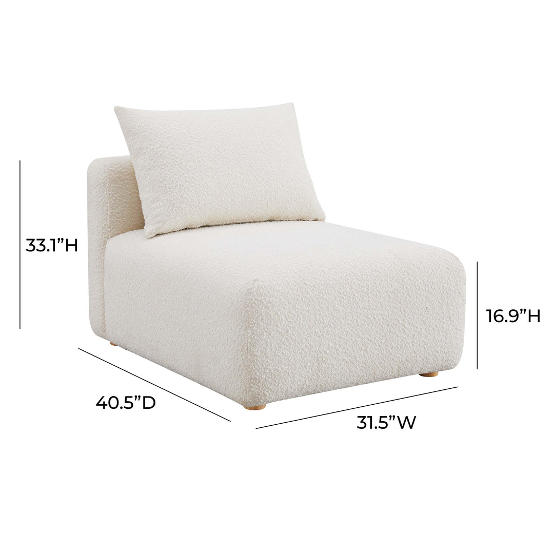 SwayLiving Hangover Cream Boucle Modular Armless Chair ACCENT + LOUNGE CHAIRS